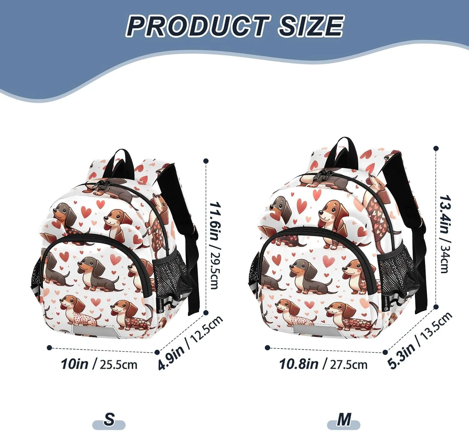CHIFIGNO Toddler Girl Backpack with Leash, Cute Dogs Red Hears Kids Backpacks Small Travel Book Bag for Preschool Kindergarten Elementary