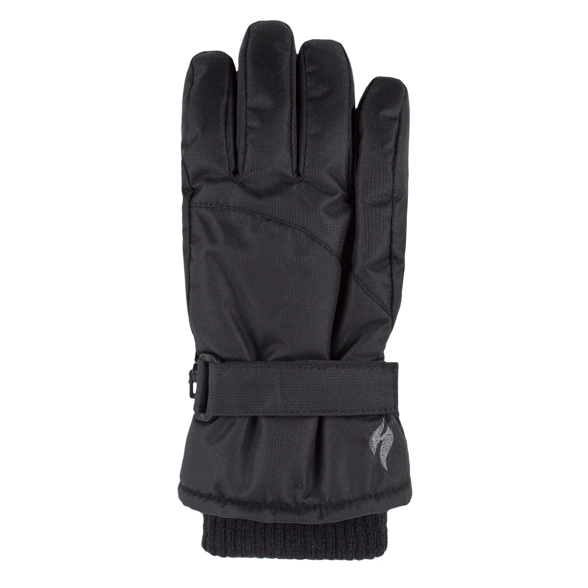 Childrens Black Winter Fleece Lined Waterproof Thermal Snow Ski Gloves