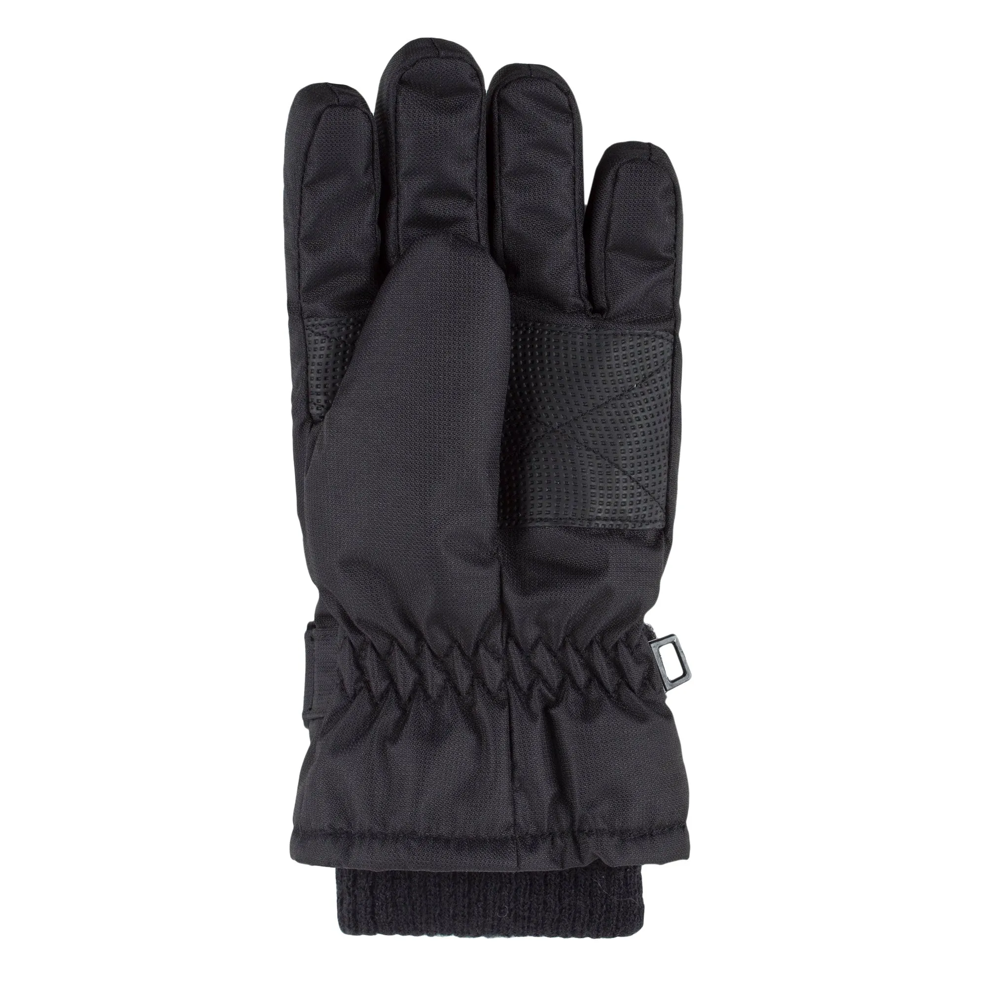 Childrens Black Winter Fleece Lined Waterproof Thermal Snow Ski Gloves