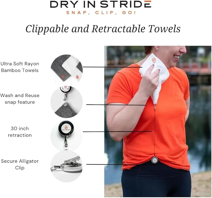 Clippable & Retractable Towels are Perfect for Exercise, Golf, Hiking, Automotive, Fishing, Sports, Yard Work & More (Dark Grey, 13x13 inch (Large))