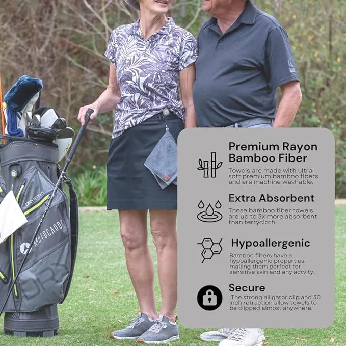 Clippable & Retractable Towels are Perfect for Exercise, Golf, Hiking, Automotive, Fishing, Sports, Yard Work & More (Dark Grey, 13x13 inch (Large))