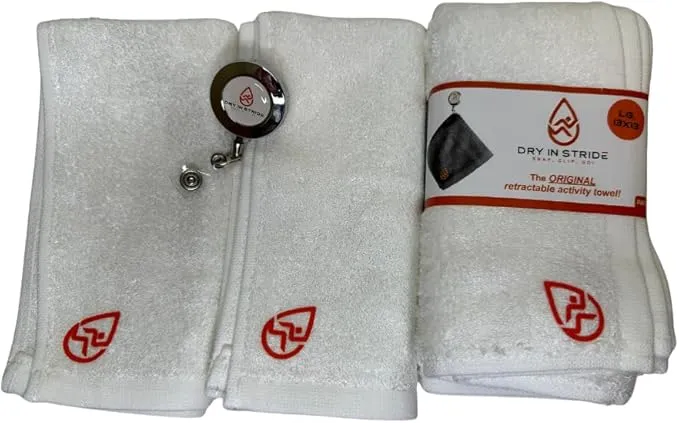 Clippable & Retractable Towels are Perfect for Exercise, Golf, Hiking, Automotive, Fishing, Sports, Yard Work & More (White, 10x10 inch (Regular))