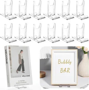 cobee 12 Pack Adjustable Book Display Stand, Clear Purse Display Stand Acrylic Plate Holders for Displaying Picture Stands for Display Handbag Stand Holder for Home Office Supplies Party Decoration