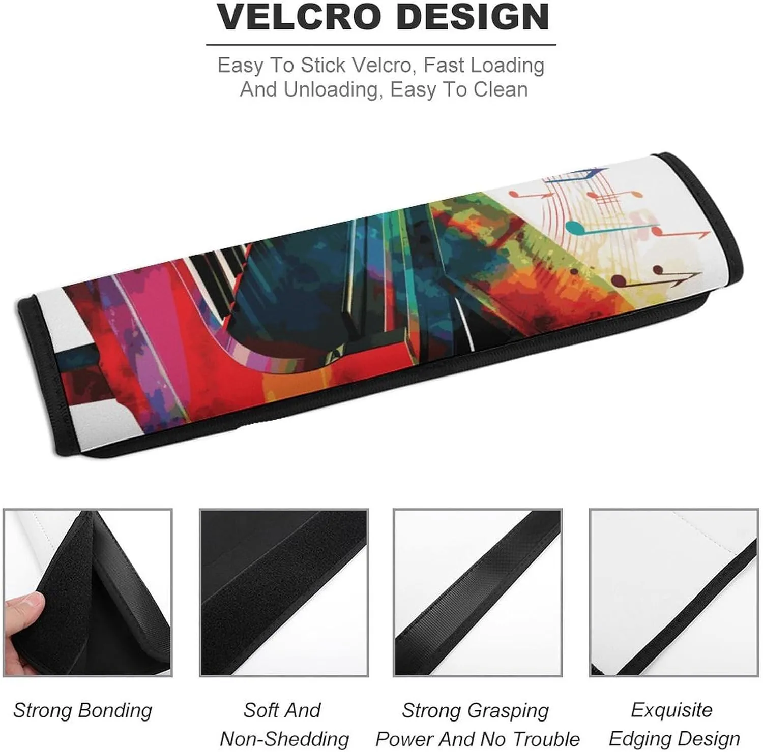 Colorful Piano Keyboard Music Auto Seat Belt Cover 1PCS Universal Car Seat Belt Shoulder Protector Pad, Protect Your Shoulders and Neck for Car Seat Belt, Shoulder Bag, Backpack