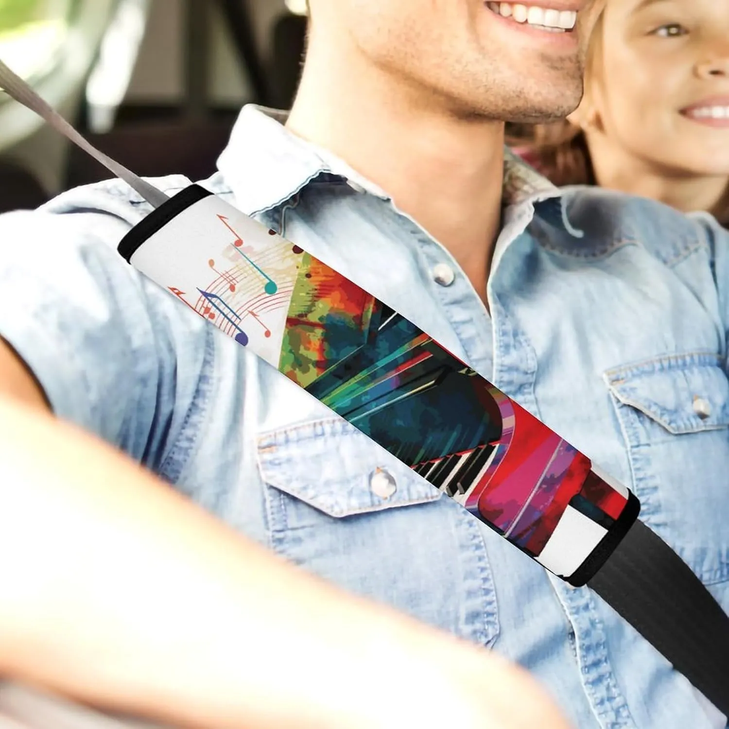 Colorful Piano Keyboard Music Auto Seat Belt Cover 1PCS Universal Car Seat Belt Shoulder Protector Pad, Protect Your Shoulders and Neck for Car Seat Belt, Shoulder Bag, Backpack