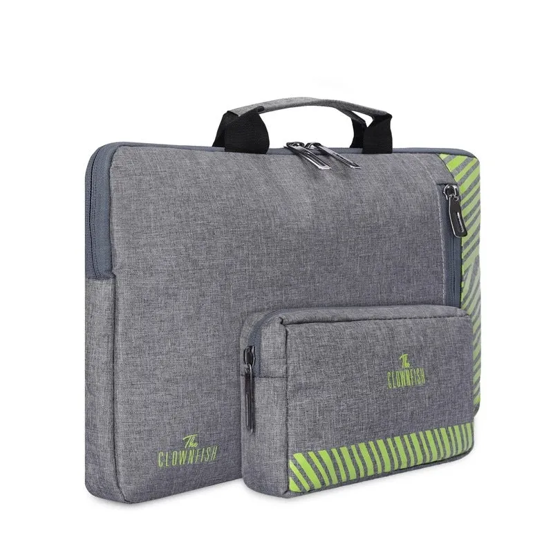 Combo: 15.6 inch Laptop Sleeve & Multipurpose Pouch | Carry Handle & Spacious Design | Grey