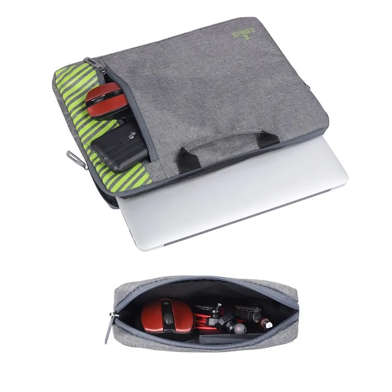 Combo: 15.6 inch Laptop Sleeve & Multipurpose Pouch | Carry Handle & Spacious Design | Grey