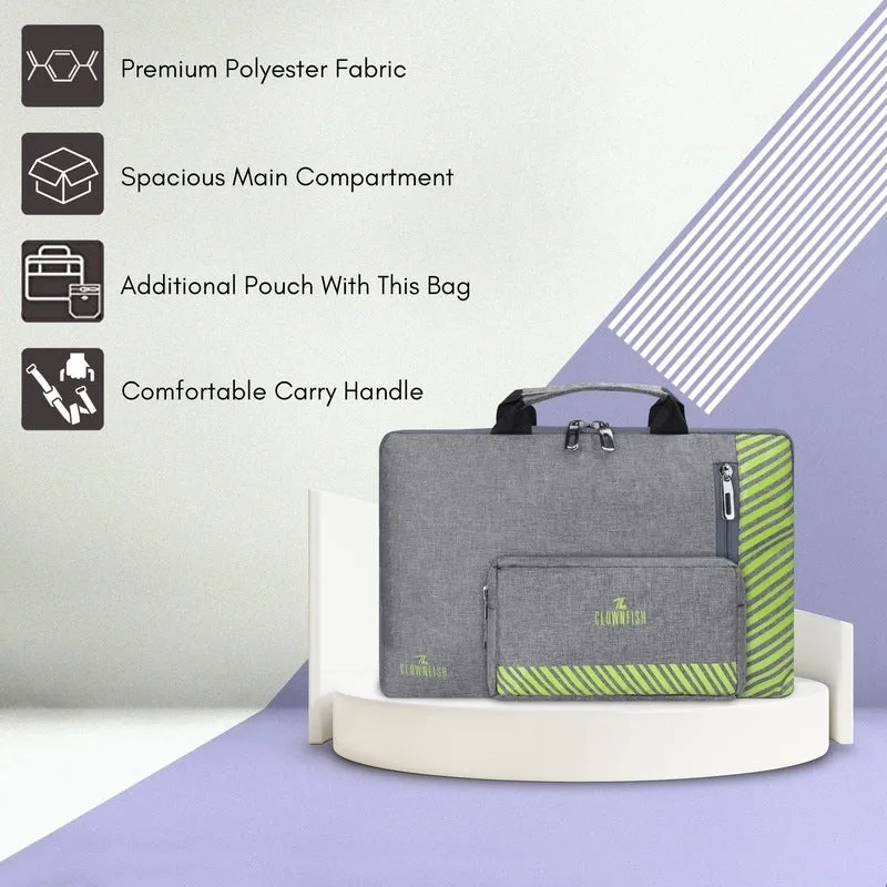 Combo: 15.6 inch Laptop Sleeve & Multipurpose Pouch | Carry Handle & Spacious Design | Grey