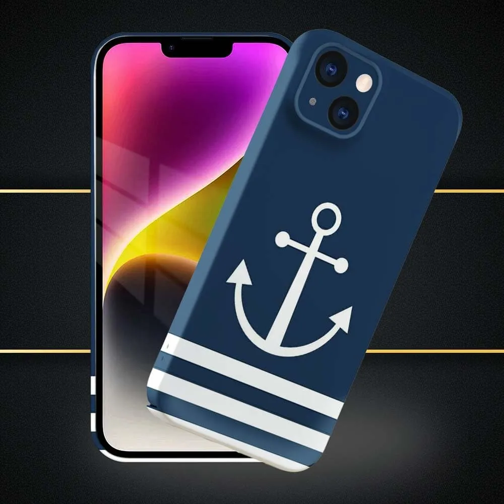Compatible with iPhone 15 Plus Case - Shockproof Full Body Case for Men and Women, Anti-Scratch, Stylish Design with Nautical Blue Anchor Compatible for iPhone 15 Plus