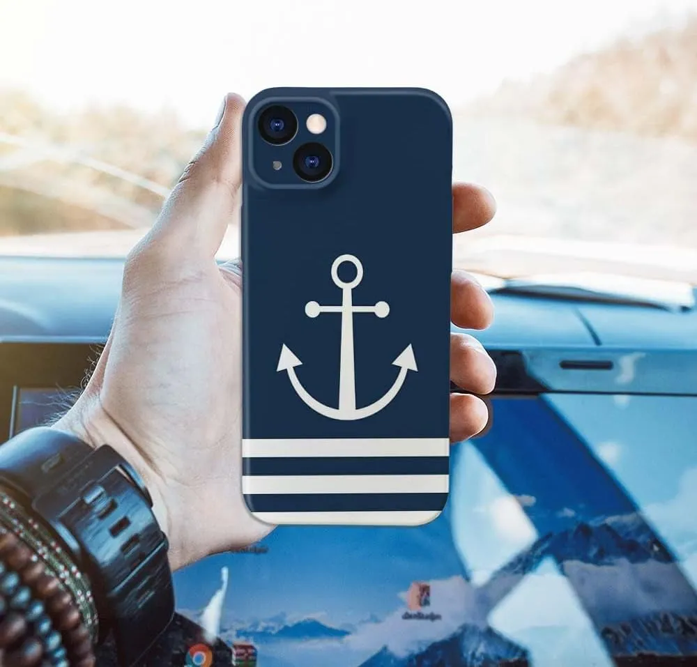 Compatible with iPhone 15 Plus Case - Shockproof Full Body Case for Men and Women, Anti-Scratch, Stylish Design with Nautical Blue Anchor Compatible for iPhone 15 Plus