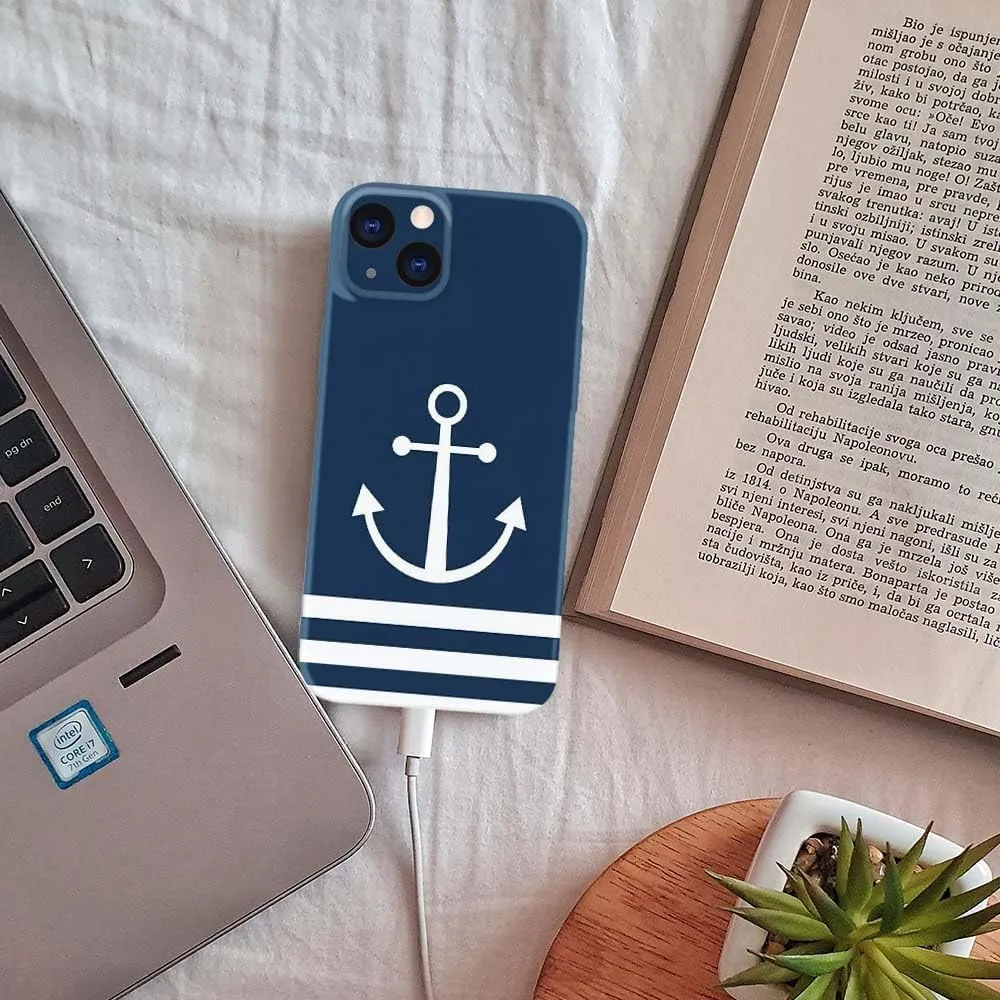 Compatible with iPhone 15 Plus Case - Shockproof Full Body Case for Men and Women, Anti-Scratch, Stylish Design with Nautical Blue Anchor Compatible for iPhone 15 Plus