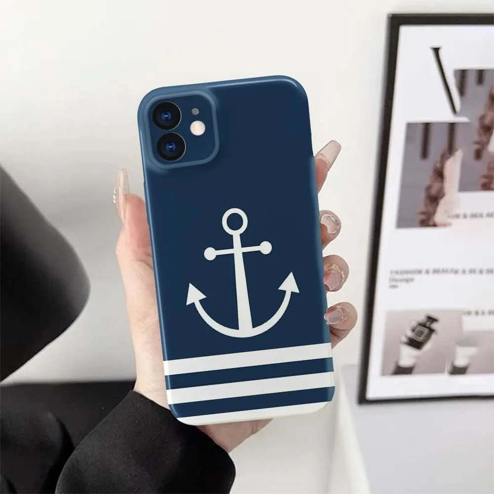 Compatible with iPhone 15 Plus Case - Shockproof Full Body Case for Men and Women, Anti-Scratch, Stylish Design with Nautical Blue Anchor Compatible for iPhone 15 Plus