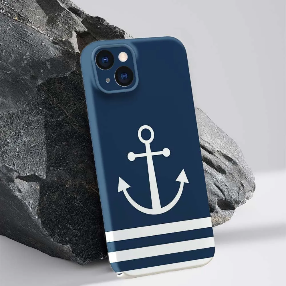 Compatible with iPhone 15 Plus Case - Shockproof Full Body Case for Men and Women, Anti-Scratch, Stylish Design with Nautical Blue Anchor Compatible for iPhone 15 Plus