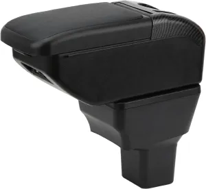 Compatible with Nissan Kicks Armrest 2016-2023 Car Center Console Organizer Armrests Double Layer Storage with USB Ports （Black Style）