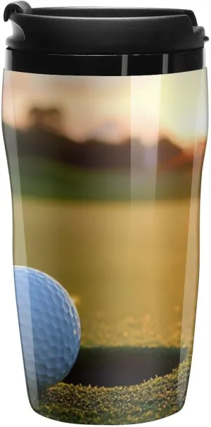 Cool Golf Ball Coffee Mug with Lid Portable Tumbler Water Bottle for Travel Business 250ml