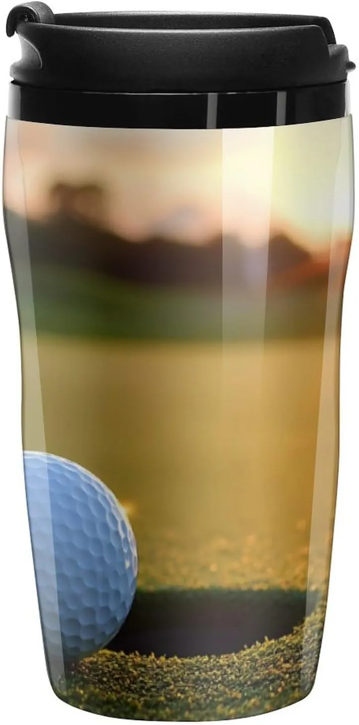 Cool Golf Ball Coffee Mug with Lid Portable Tumbler Water Bottle for Travel Business 250ml