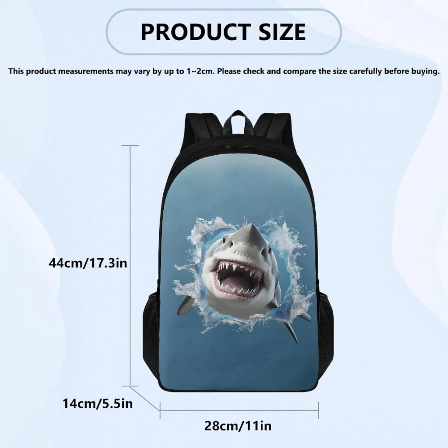 Cool Shark Boys School Bag for Age 5-12 Years Kids Backpack for Elementary Children Multifunctional Bookbag for Girls Toddler Niñas Adorable Book Bag for School Supplies