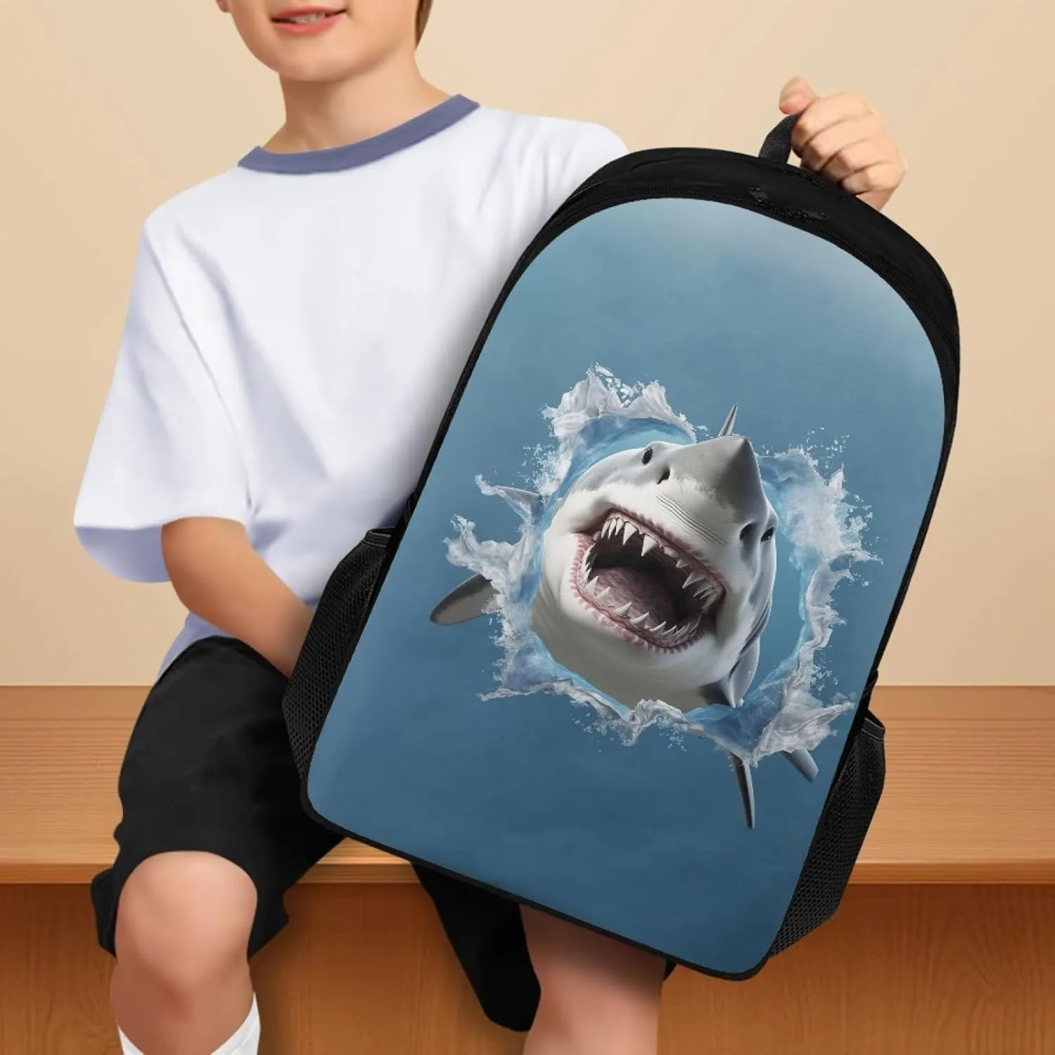 Cool Shark Boys School Bag for Age 5-12 Years Kids Backpack for Elementary Children Multifunctional Bookbag for Girls Toddler Niñas Adorable Book Bag for School Supplies