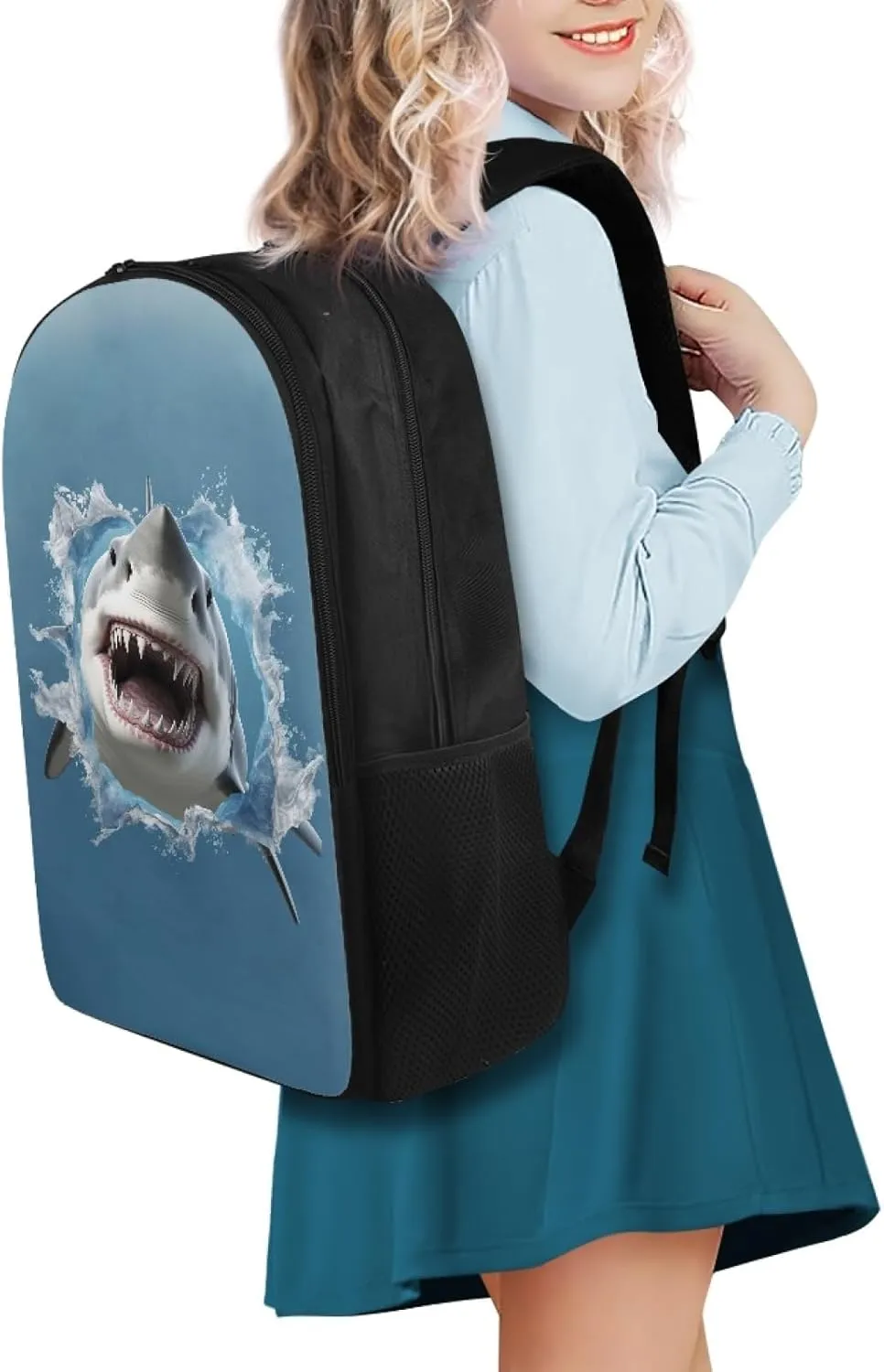 Cool Shark Boys School Bag for Age 5-12 Years Kids Backpack for Elementary Children Multifunctional Bookbag for Girls Toddler Niñas Adorable Book Bag for School Supplies
