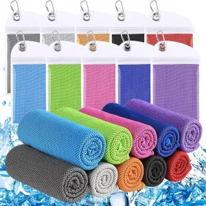 Cooling Towels for Neck and Face 10 Pack, 40x12’’ Soft Breathable Sweat Towels, Microfiber Sport Towel for Yoga, Gym, Workout, Running, Golf, Travel, Cooling Neck Wrap for Hot Weather