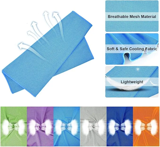 Cooling Towel,Vofler [6 Pack] Cool Towels Microfiber Chilly Ice Cold Head Band Bandana Neck Wrap (40"x 12") for Athlete Men Women Youth Kids Dogs Yoga Outdoor Golf Running Hiking Sports Camping Travel