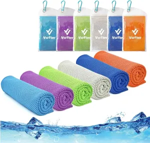 Cooling Towel,Vofler [6 Pack] Cool Towels Microfiber Chilly Ice Cold Head Band Bandana Neck Wrap (40"x 12") for Athlete Men Women Youth Kids Dogs Yoga Outdoor Golf Running Hiking Sports Camping Travel