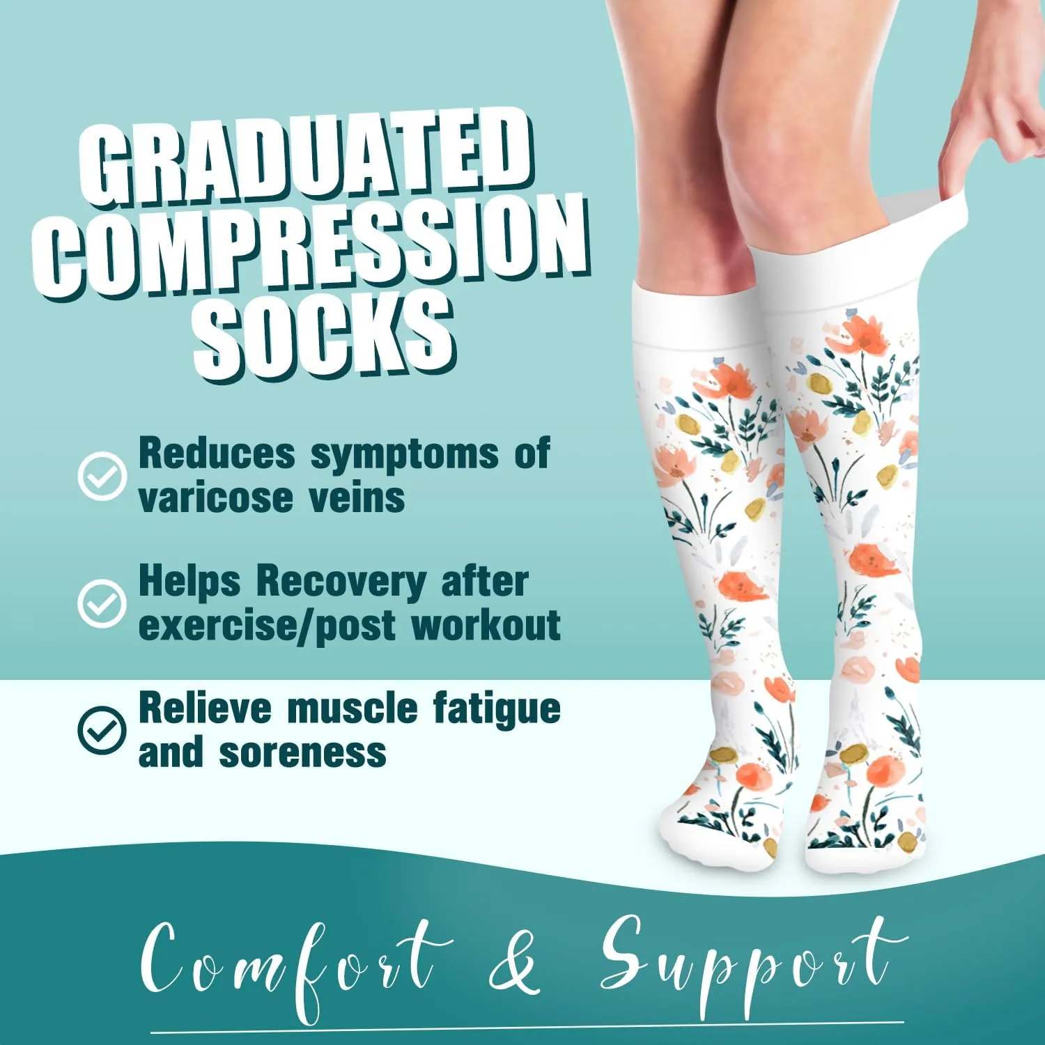 COOLOVER Compression Socks for Women and Men - Best for Circulation, Running, Athletic, Recover, Nurse, Travel