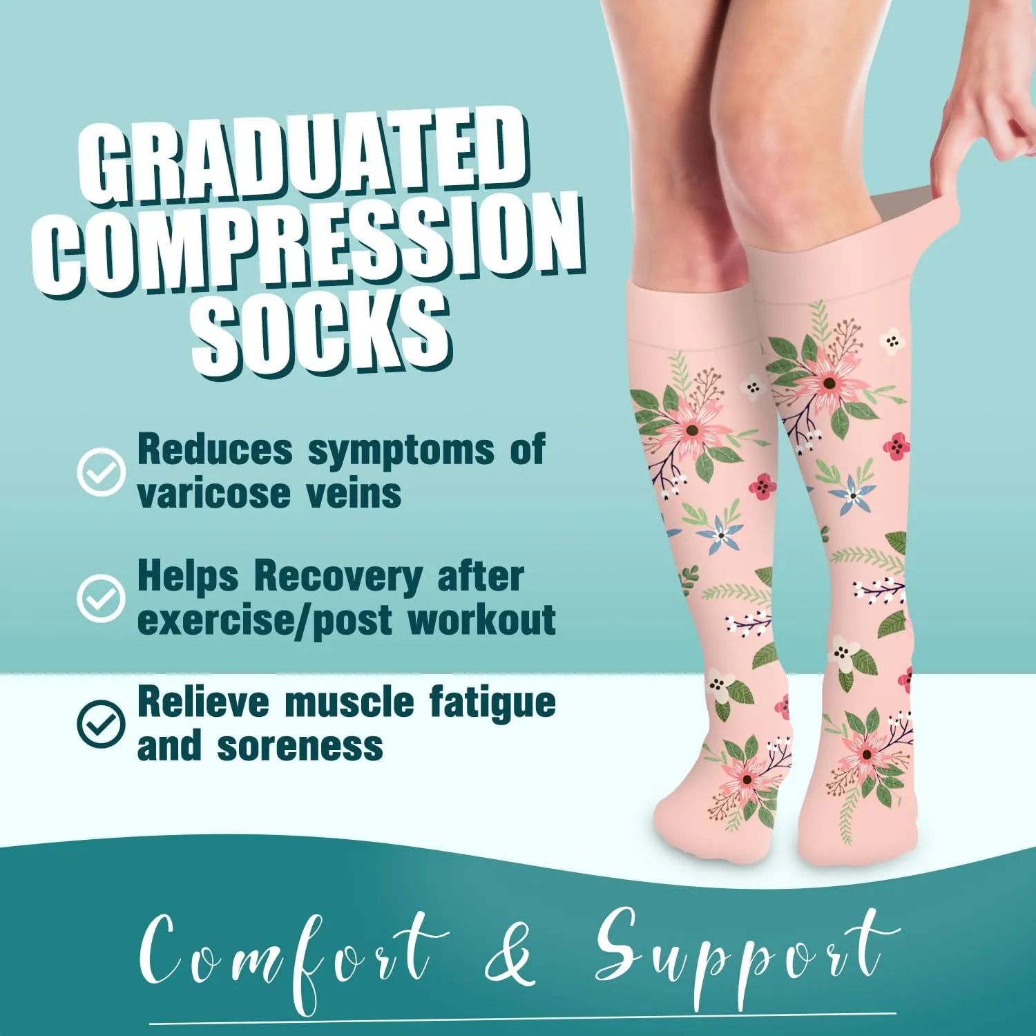 COOLOVER Compression Socks for Women and Men - Best for Circulation, Running, Athletic, Recover, Nurse, Travel