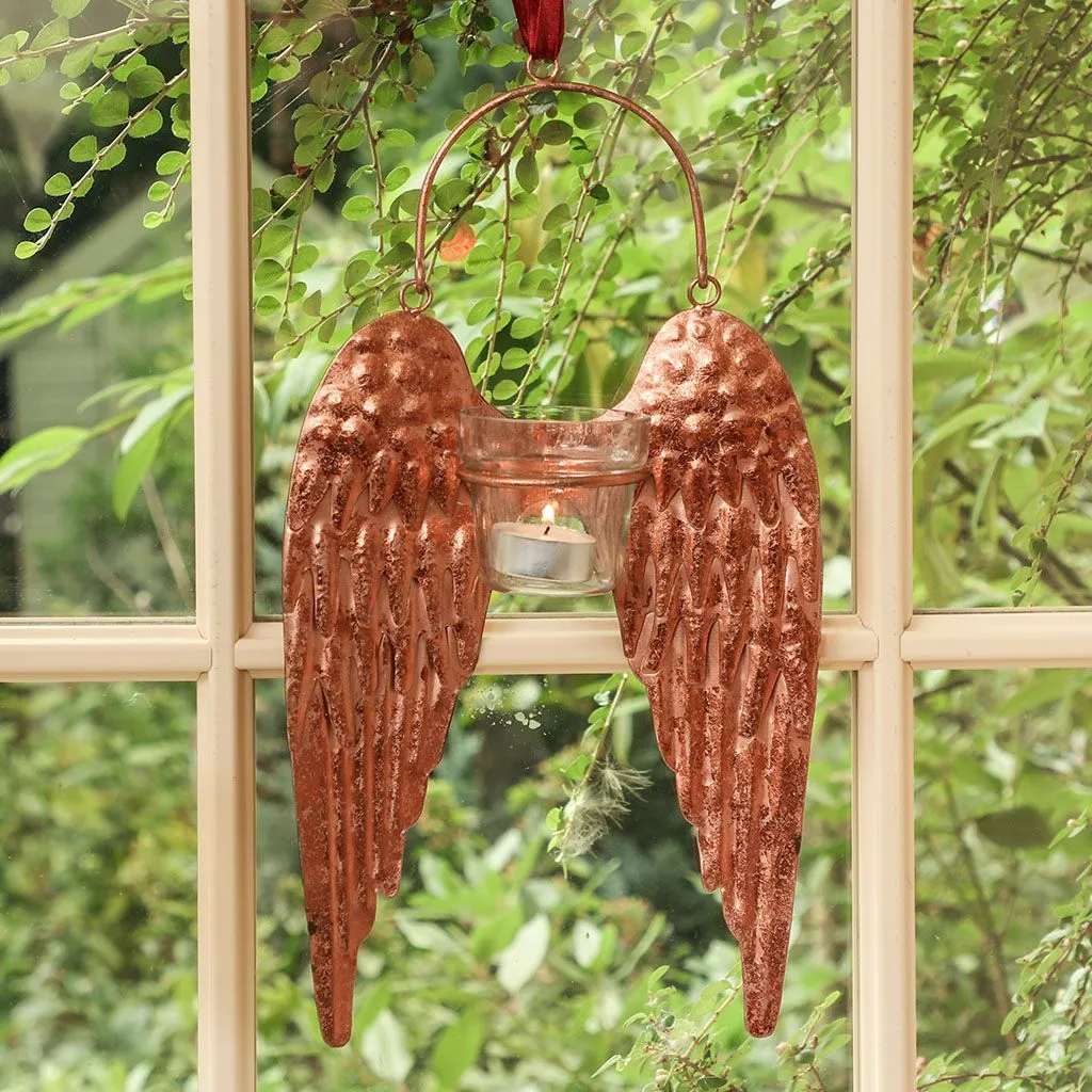 Copper Angel Wings Candle Holder