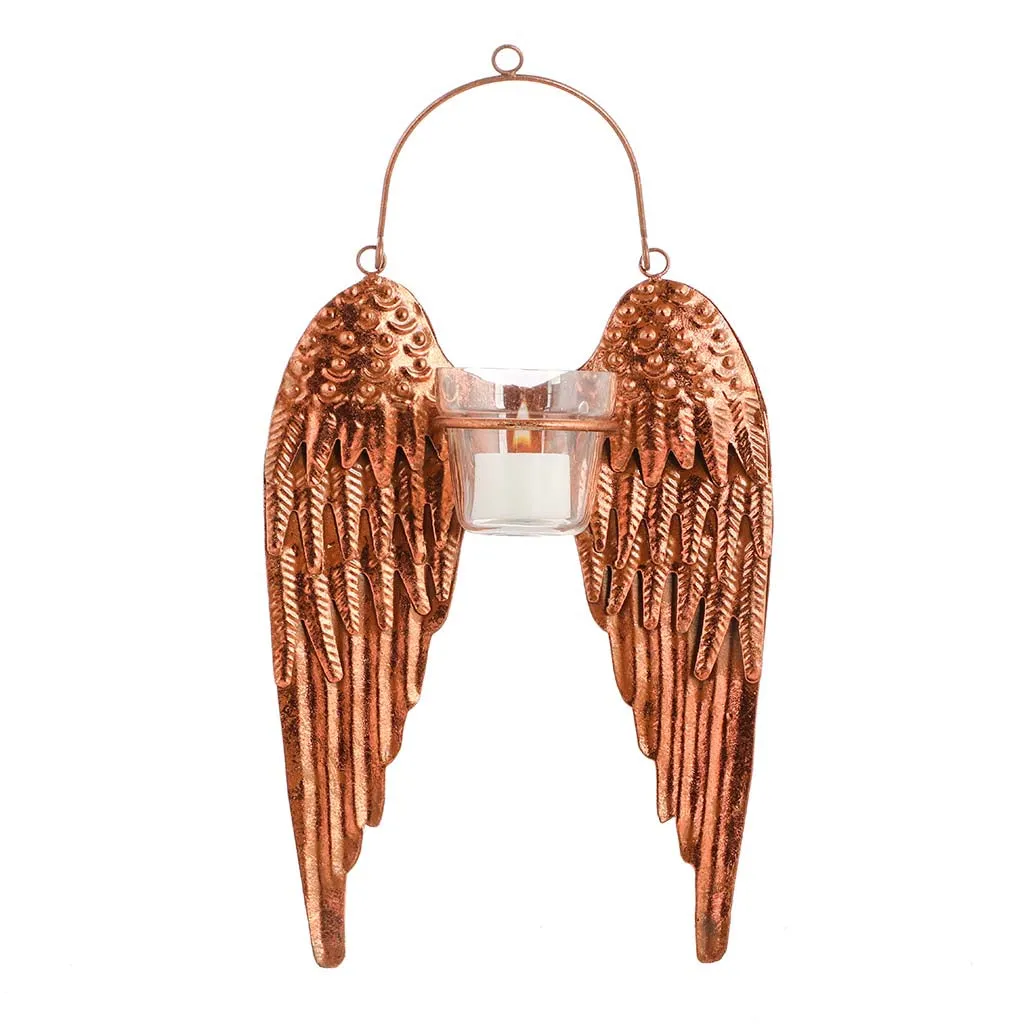 Copper Angel Wings Candle Holder