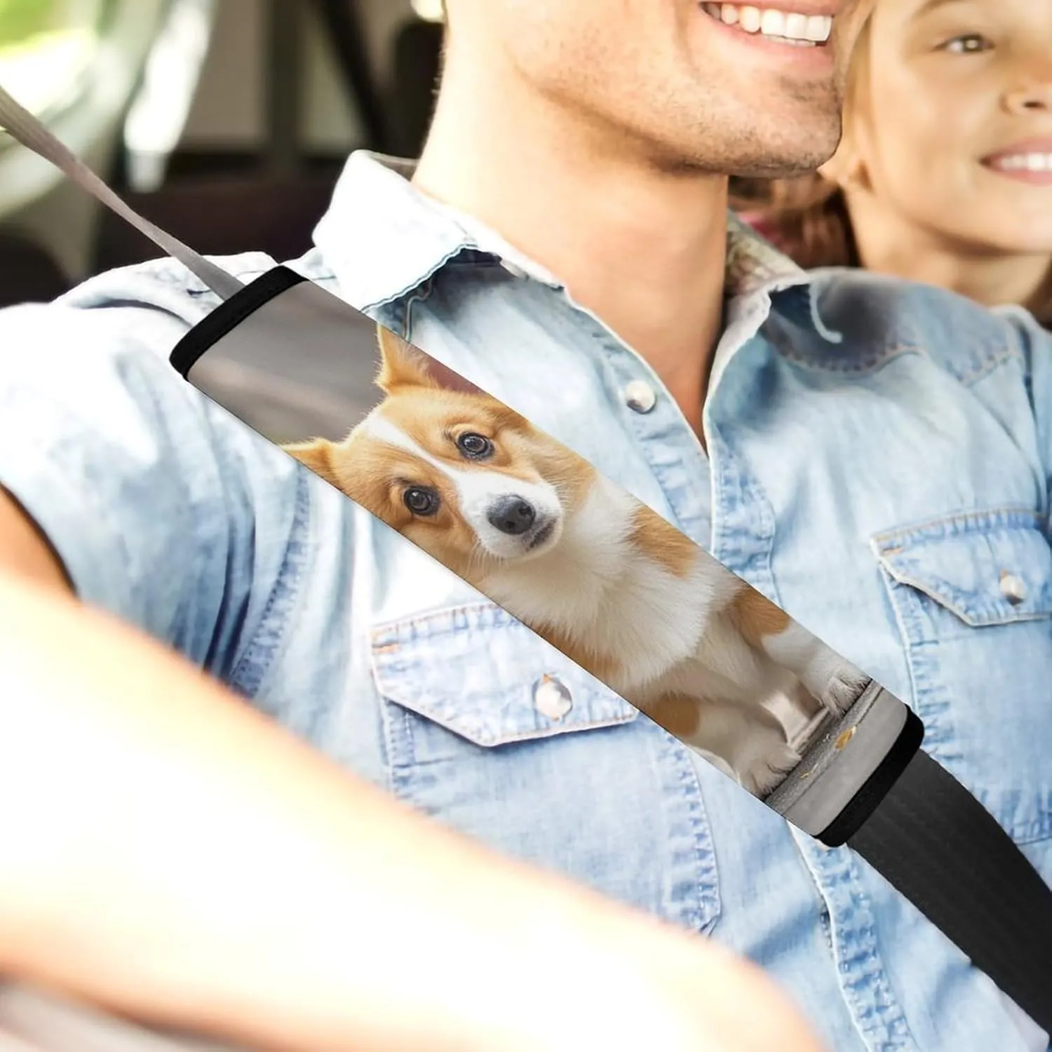 Corgi Dogs Auto Seat Belt Cover 2PCS Universal Car Seat Belt Shoulder Protector Pad, Protect Your Shoulders and Neck for Car Seat Belt, Shoulder Bag, Backpack