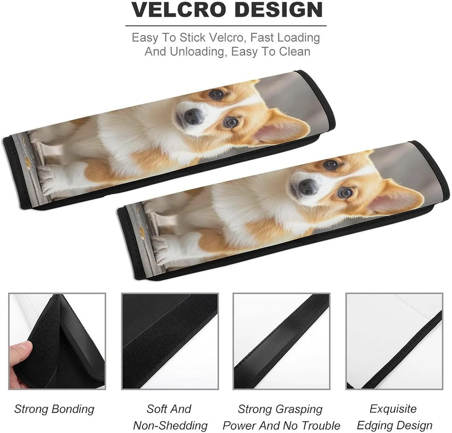 Corgi Dogs Auto Seat Belt Cover 2PCS Universal Car Seat Belt Shoulder Protector Pad, Protect Your Shoulders and Neck for Car Seat Belt, Shoulder Bag, Backpack