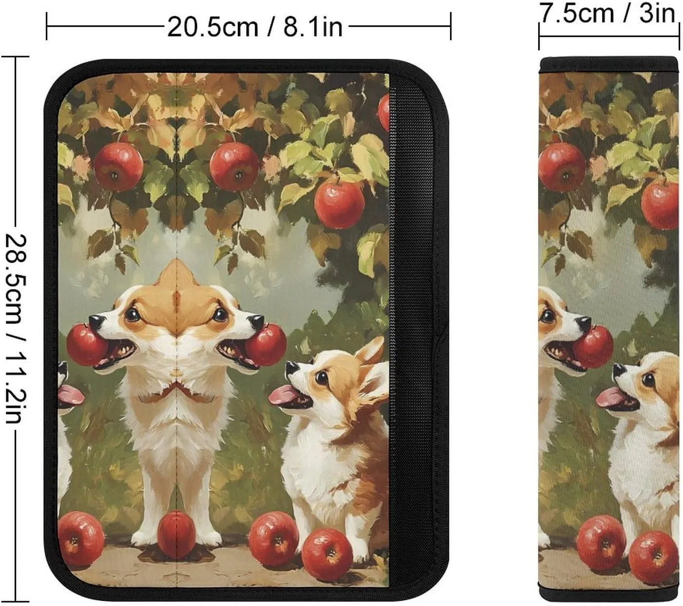 Corgis Dog Under The Tree Fashion Car Seat Belt Cover Pad for Shoulder Bag Camera Soft Comfort Accessories 2PCS
