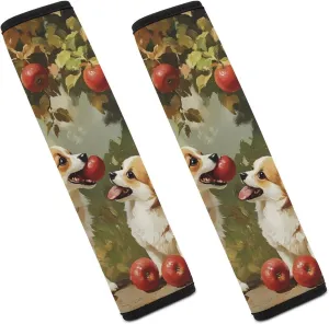 Corgis Dog Under The Tree Fashion Car Seat Belt Cover Pad for Shoulder Bag Camera Soft Comfort Accessories 2PCS