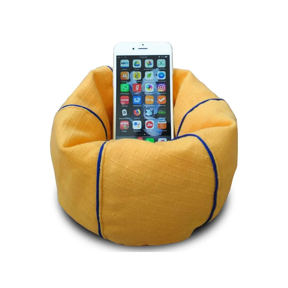 Cotton handloom mobile bean bag Holder (Yellow)