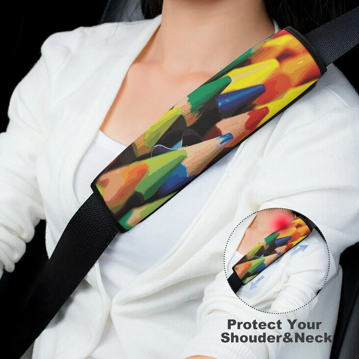 Crayons Auto Seat Belt Cover 1PCS Universal Car Seat Belt Shoulder Protector Pad, Protect Your Shoulders and Neck for Car Seat Belt, Shoulder Bag, Backpack