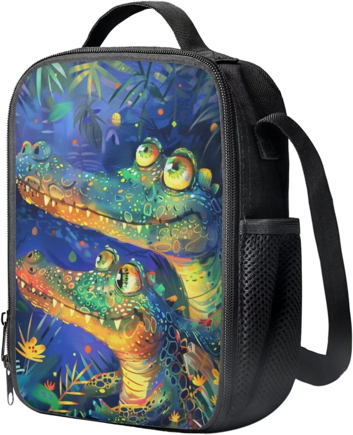 Crocodile Backpack for Boys Kids Backpack with Lunch Box and Soft Pencil Pouch 3 Pcs Set 15" Large Capacity Bookbag with Front Pocket for School Lightweight Kindergarten School Bag