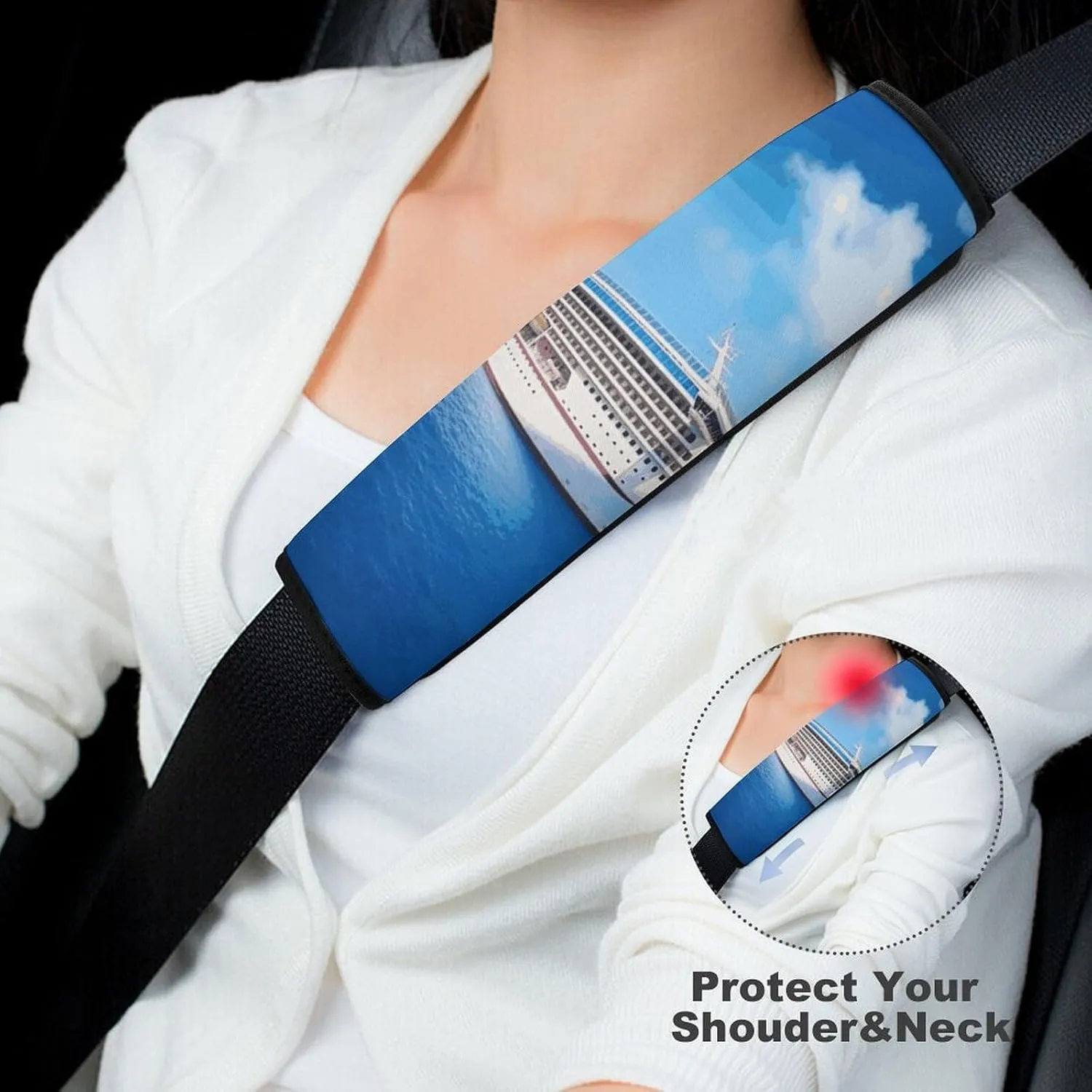 Cruise Ship Auto Seat Belt Cover 1PCS Universal Car Seat Belt Shoulder Protector Pad, Protect Your Shoulders and Neck for Car Seat Belt, Shoulder Bag, Backpack