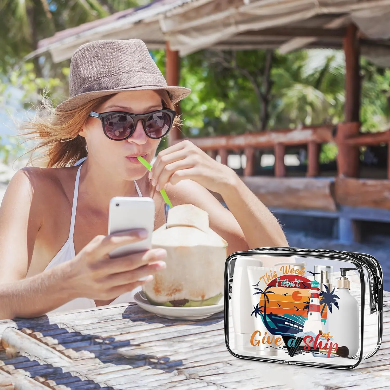 Cruise Ship Essentials Must Haves, 6Pcs Clear Makeup Bags, Cruising Survival Kit, Waterproof PVC Cosmetic Bag with Zipper Travel Vacation Pouch, Cruise Accessories Gifts for Women Girls