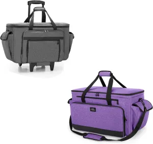 CURMIO Sewing and Embroidery Machine Carrying Case with Wheels, Universal Tote Bag with Removable Cushion Pad Compatible with Brother SE600, PE535 Embroidery Machine and Accessories, Bag Only