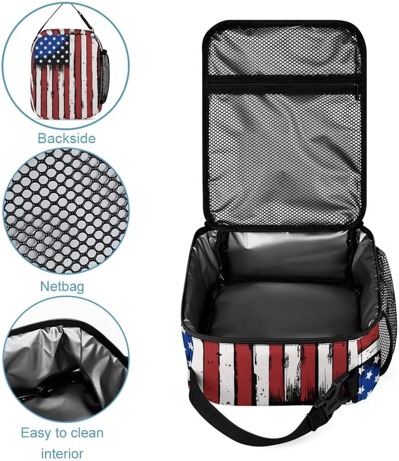 Custom 3 Piece Backpack Set Add Your Name Personalized American Flag School Bag with Lunch Bag Box Pencil Case Customized Backpack for Kids Girls Boys Student