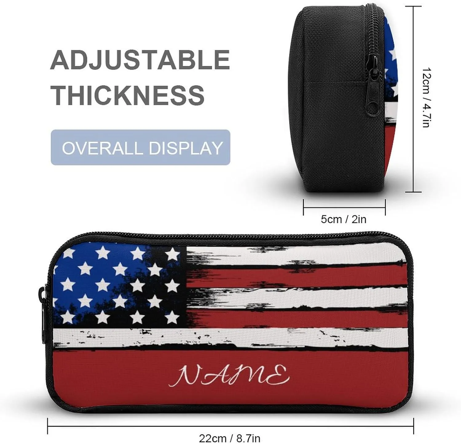 Custom 3 Piece Backpack Set Add Your Name Personalized American Flag School Bag with Lunch Bag Box Pencil Case Customized Backpack for Kids Girls Boys Student
