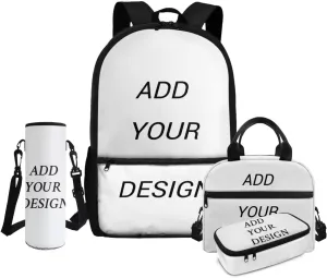 Custom Backpack for Boys 4-Piece Personalized School Bag with Lunch Bag 5-6 Spacious Cute 1st Grade Bookbag with Water Bottle Holder Mochilas Para Niñas