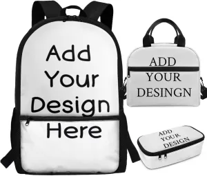 Custom School Bag for Girls 9-10 Years 17 Inch Kids Personalized Backpack and Lunchbox Set Ergonomic Lightweight 3 Piece Bookbag for Classroom Use
