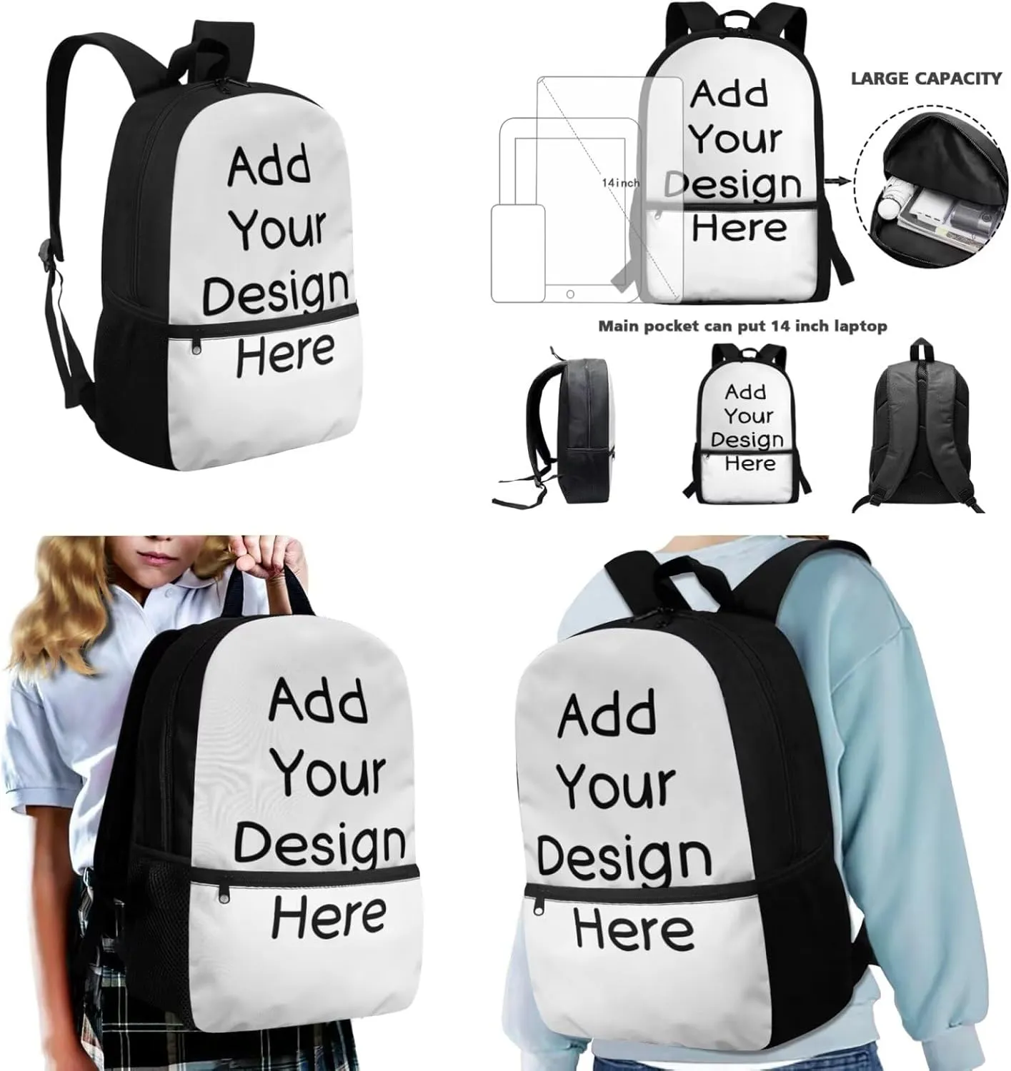 Custom School Bag for Girls 9-10 Years 17 Inch Kids Personalized Backpack and Lunchbox Set Ergonomic Lightweight 3 Piece Bookbag for Classroom Use