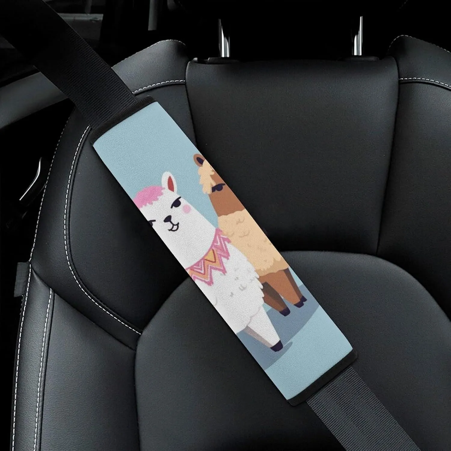 Cute Alpacas Auto Seat Belt Cover 2PCS Universal Car Seat Belt Shoulder Protector Pad, Protect Your Shoulders and Neck for Car Seat Belt, Shoulder Bag, Backpack