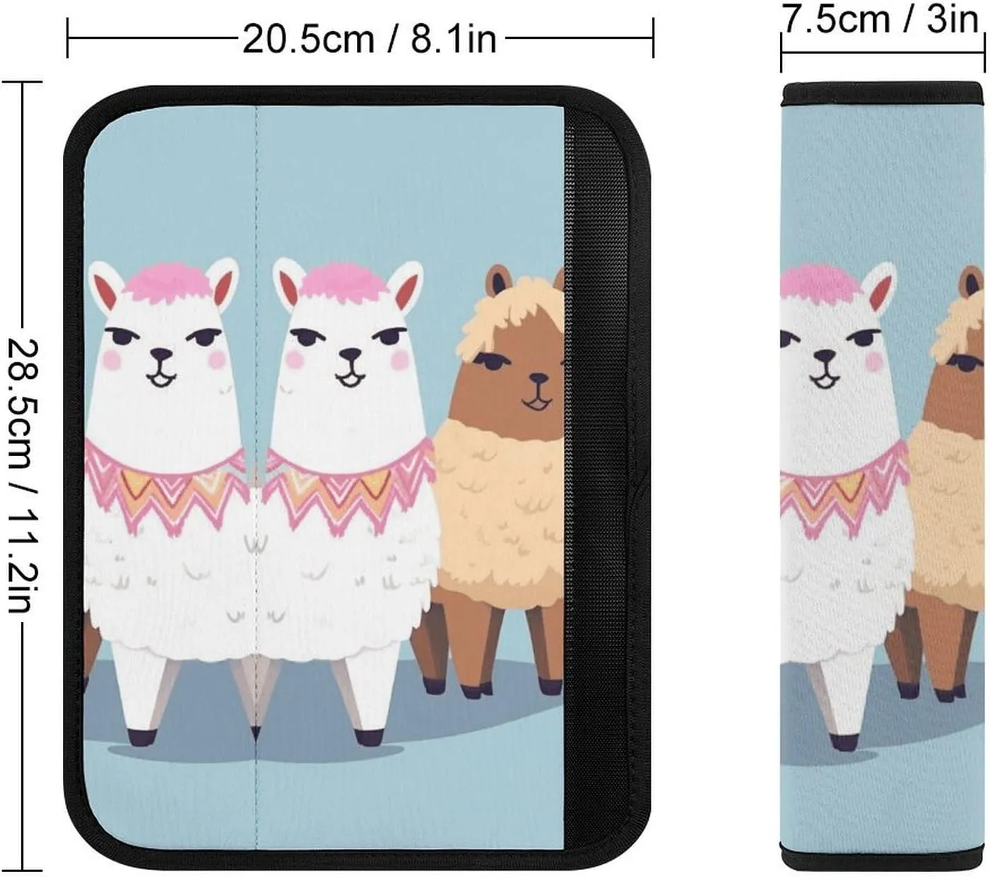 Cute Alpacas Auto Seat Belt Cover 2PCS Universal Car Seat Belt Shoulder Protector Pad, Protect Your Shoulders and Neck for Car Seat Belt, Shoulder Bag, Backpack