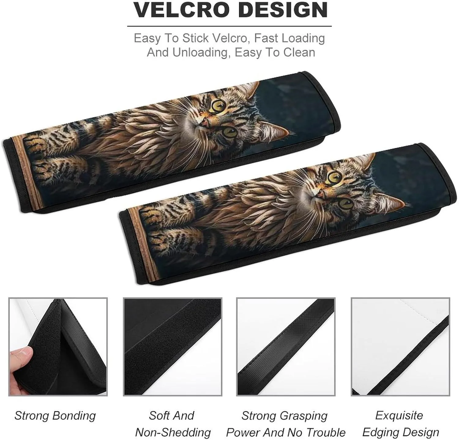 Cute and Lovely Cat Auto Seat Belt Cover 2PCS Universal Car Seat Belt Shoulder Protector Pad, Protect Your Shoulders and Neck for Car Seat Belt, Shoulder Bag, Backpack