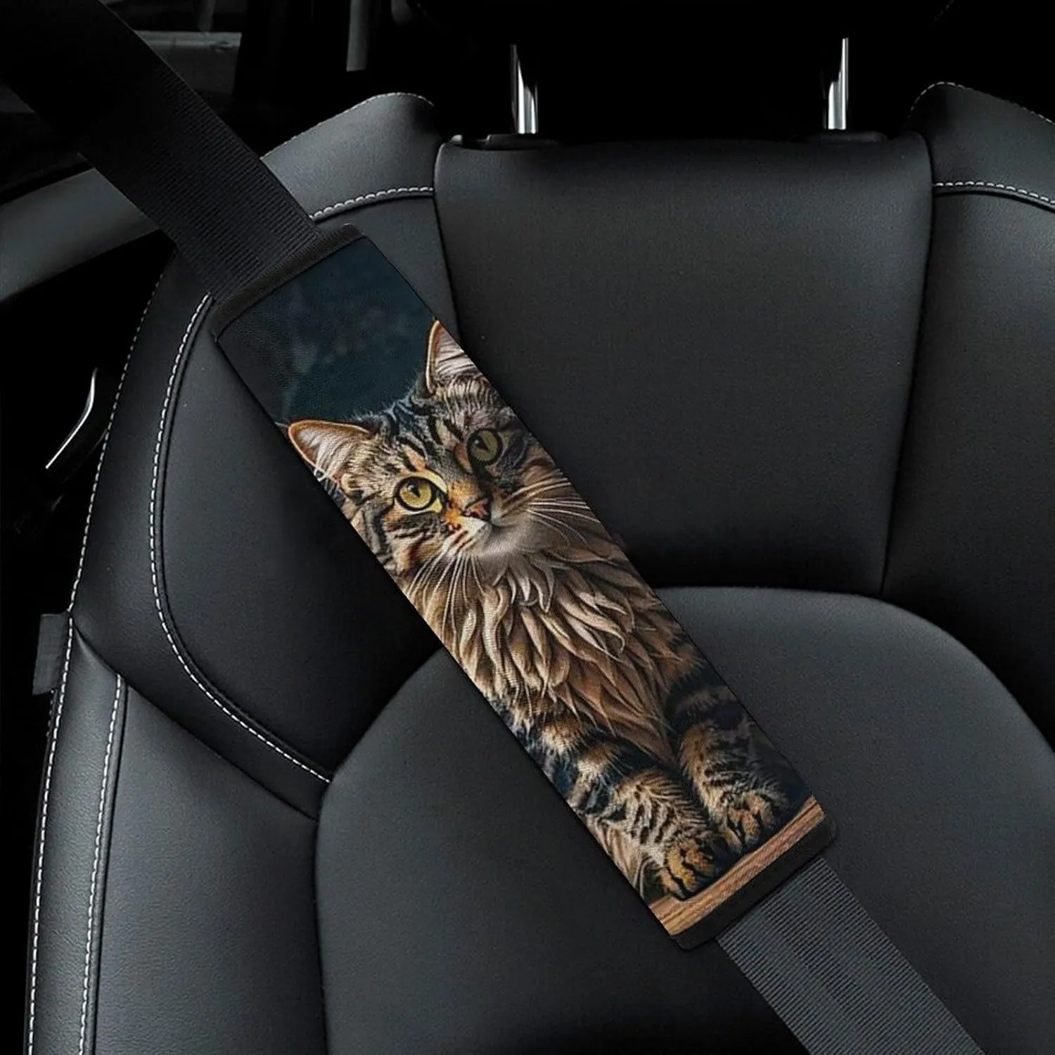 Cute and Lovely Cat Auto Seat Belt Cover 2PCS Universal Car Seat Belt Shoulder Protector Pad, Protect Your Shoulders and Neck for Car Seat Belt, Shoulder Bag, Backpack