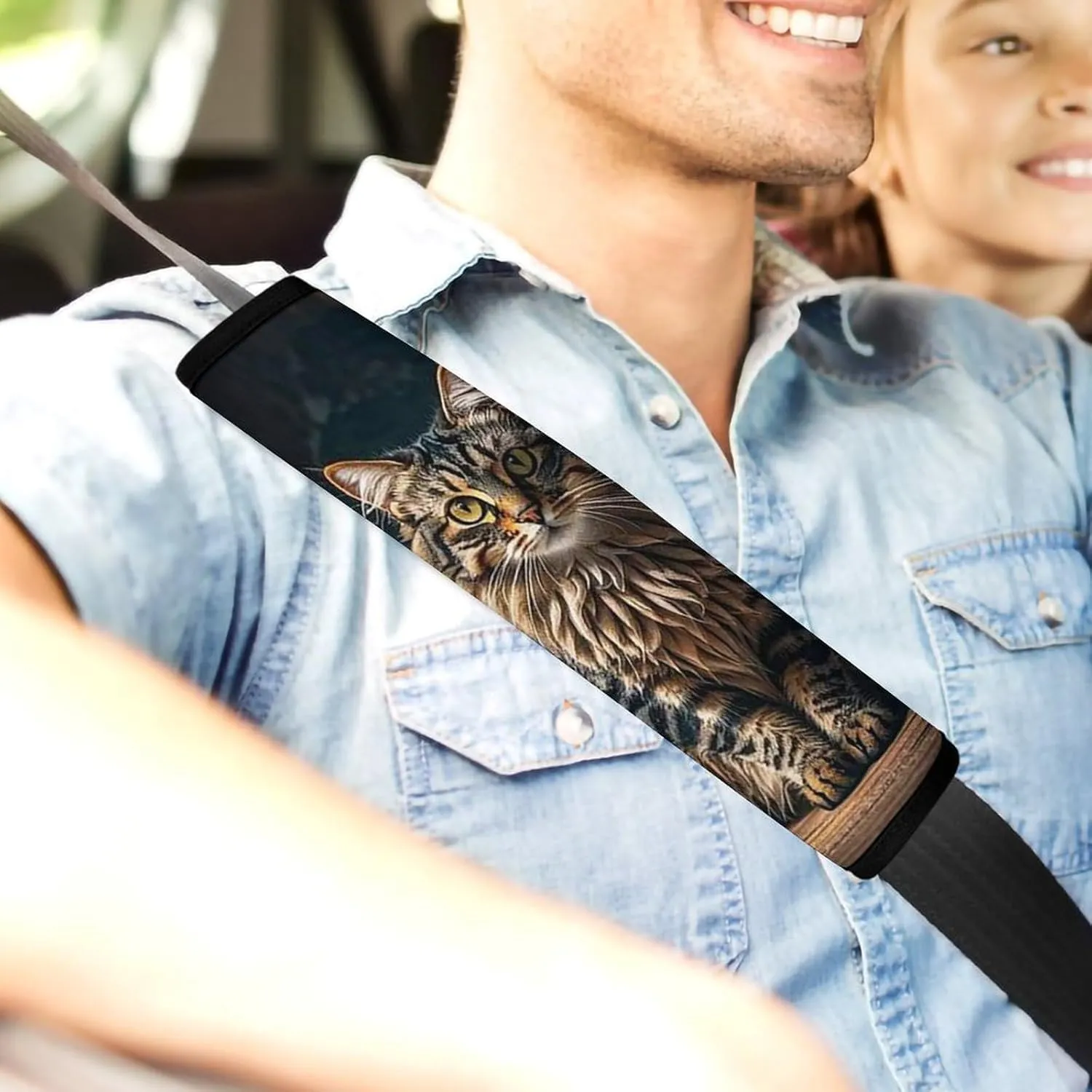 Cute and Lovely Cat Auto Seat Belt Cover 2PCS Universal Car Seat Belt Shoulder Protector Pad, Protect Your Shoulders and Neck for Car Seat Belt, Shoulder Bag, Backpack